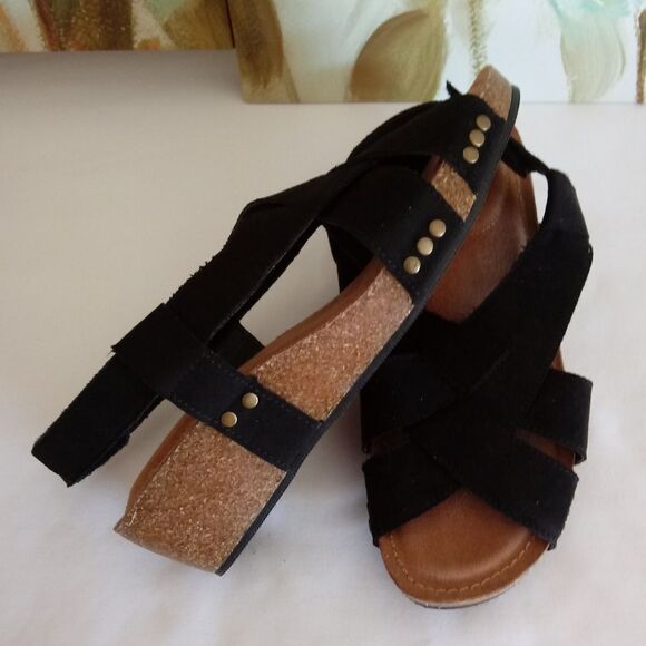 NEW Me Too Textile&Cork Low High Platform Sandals - Picture 4 of 8